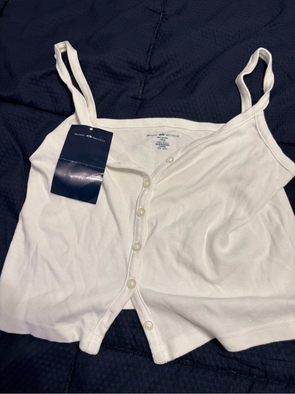 Brandy Melville White Button-Front Tank Top NEW w tags one size